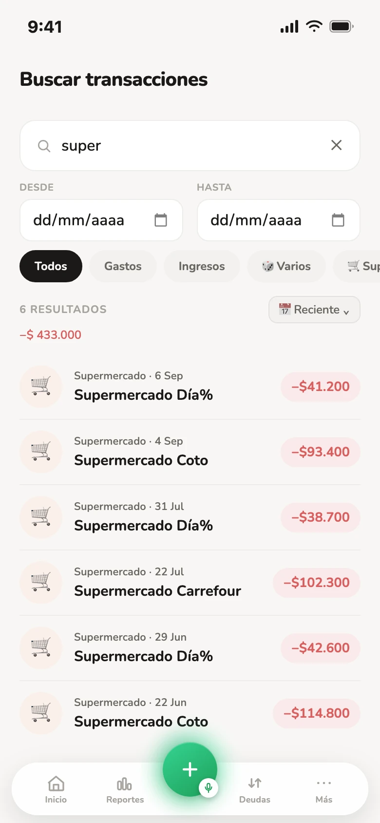 Buscar movimientos en Finnex