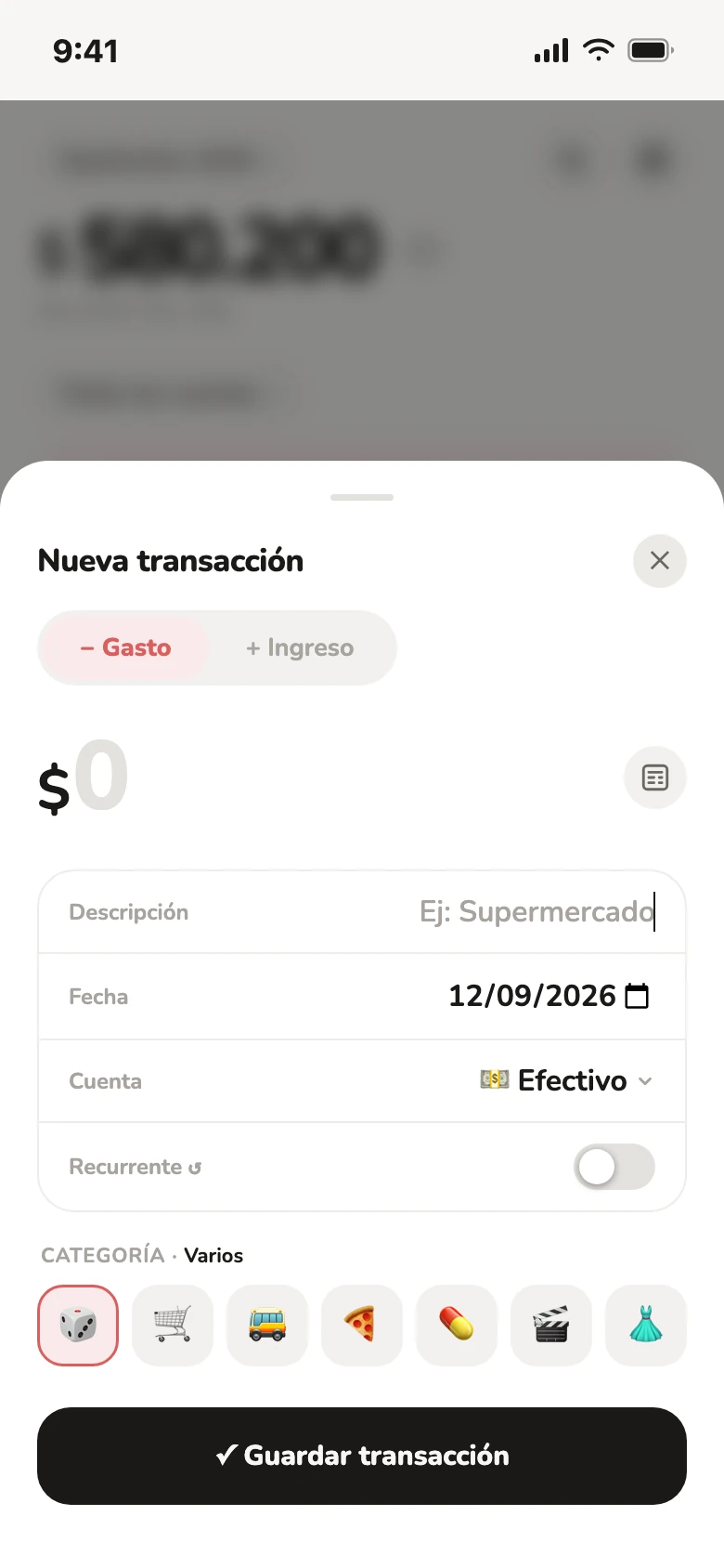 Nueva transacción en Finnex